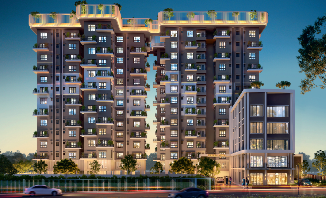 Innara Vista building elevation and driveway approach